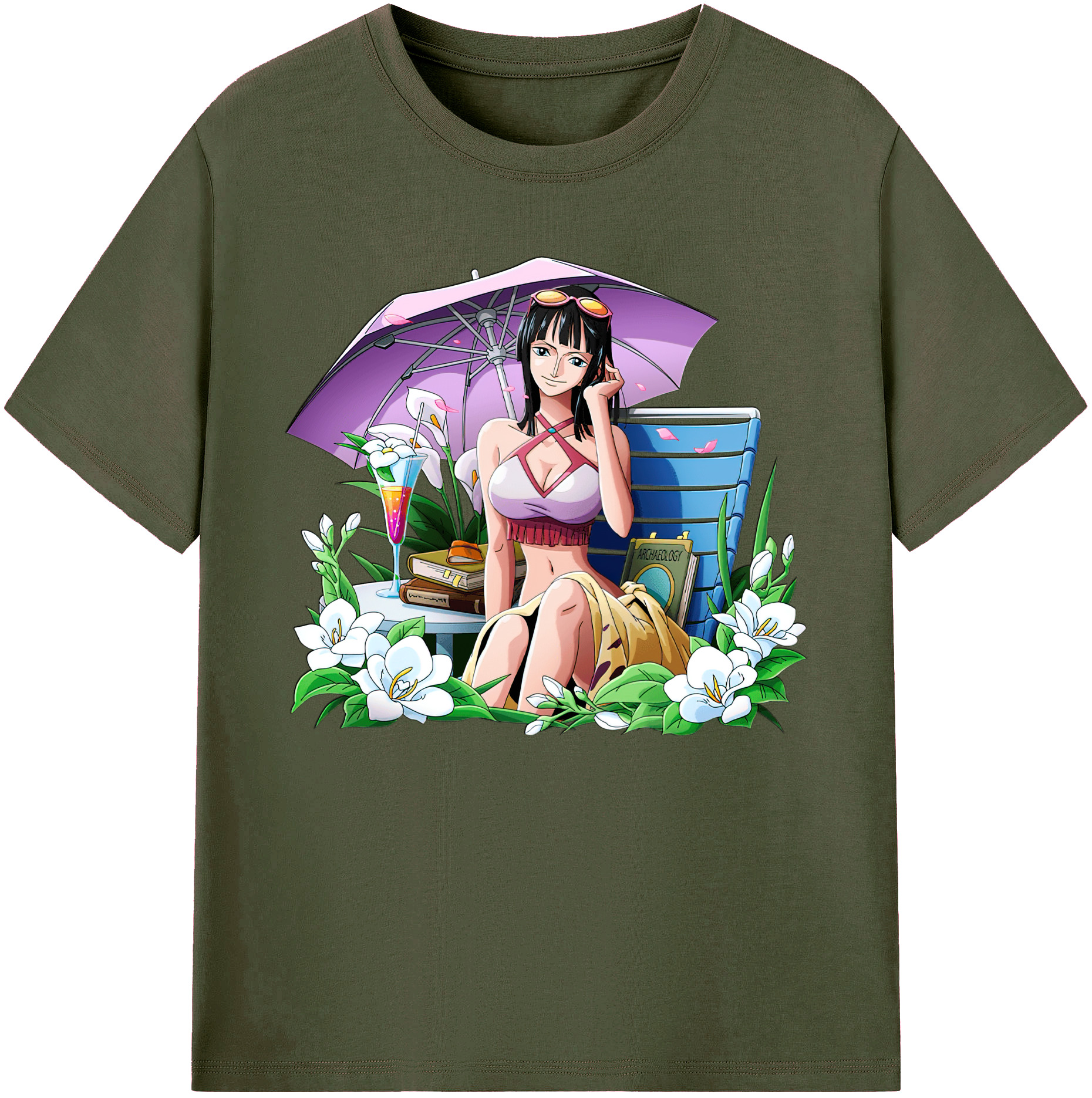 ワンピース ニコ・ロビン ONE PIECE Nico Robin 綿100％ メンズ半袖Tシャツ｜肌触りやわらか＆通気性